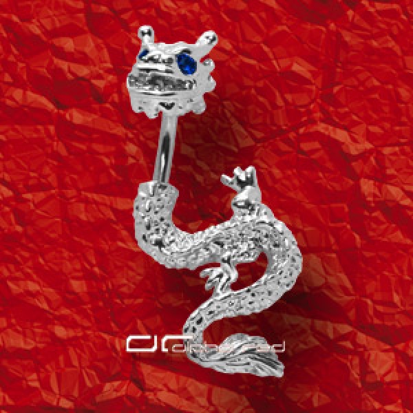 &raquo;&raquo;&raquo; DRACHEN OHR BAUCHNABEL PIERCING KRISTALL blau 5657