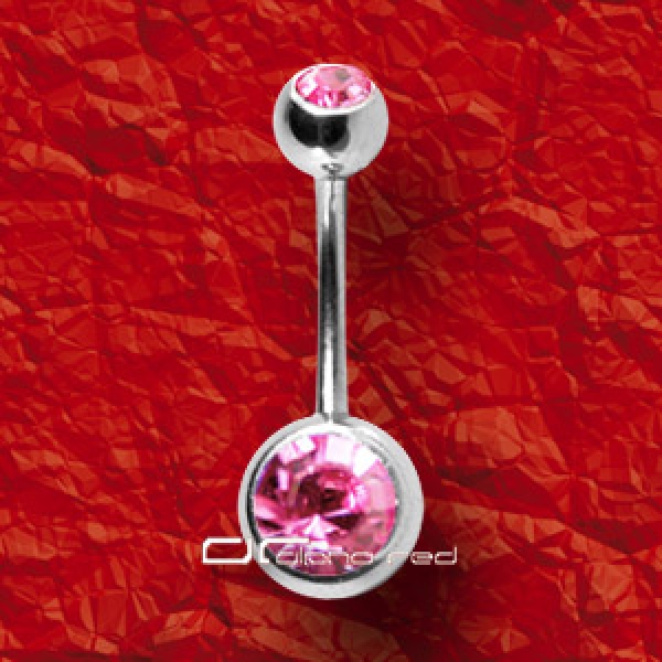 &raquo;&raquo;&raquo; BAUCHNABELPIERCING MIT 2 KRISTALLEN rosa 409