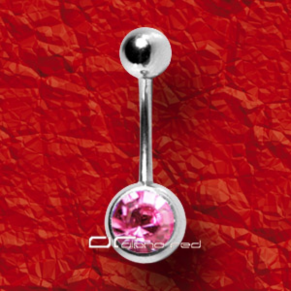 &raquo;&raquo;&raquo; BAUCHNABELPIERCING MIT 1 KRISTALL rosa 339