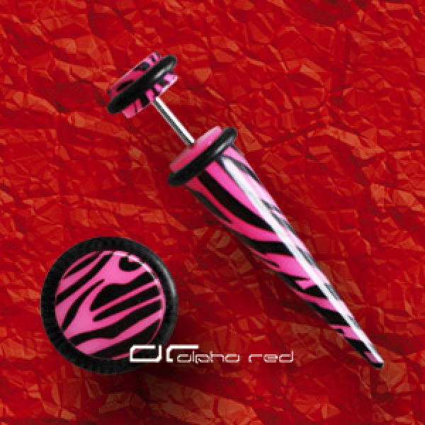 &raquo;&raquo;&raquo; ZEBRA FAKE EXPANDER OHR PIERCING pink 1494