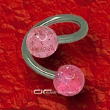��� PIERCING BODY SPIRALE UV GLITTERBALL rosa 1298