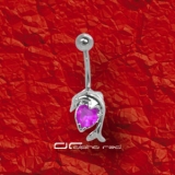 ��� DELPHIN BAUCHPIERCING MIT HERZ KRISTALL pink 3208