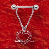 ��� HERZ ANH�NGER BRUST NIPPEL PIERCING KETTE rot 4238