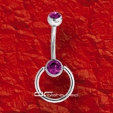 ��� BAUCHNABELPIERCING SLAVE RING KRISTALL dunkelviolett 5694