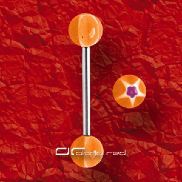 »»» ZUNGENPIERCING STAR DOT BALL orange 457