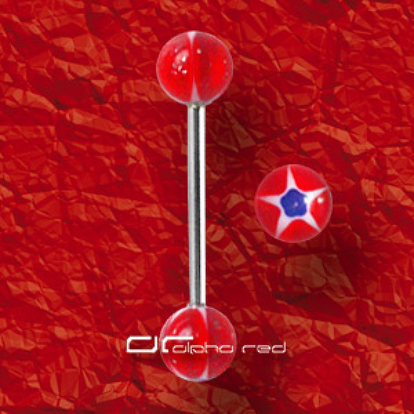 »»» ZUNGENPIERCING STAR DOT BALL rot 461