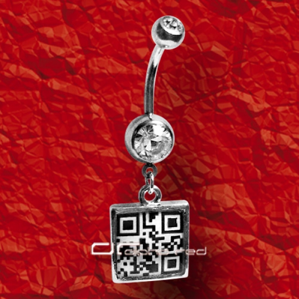 »»» QR-CODE BAUCHNABELPIERCING - FUCK ME - KRISTALL 2254