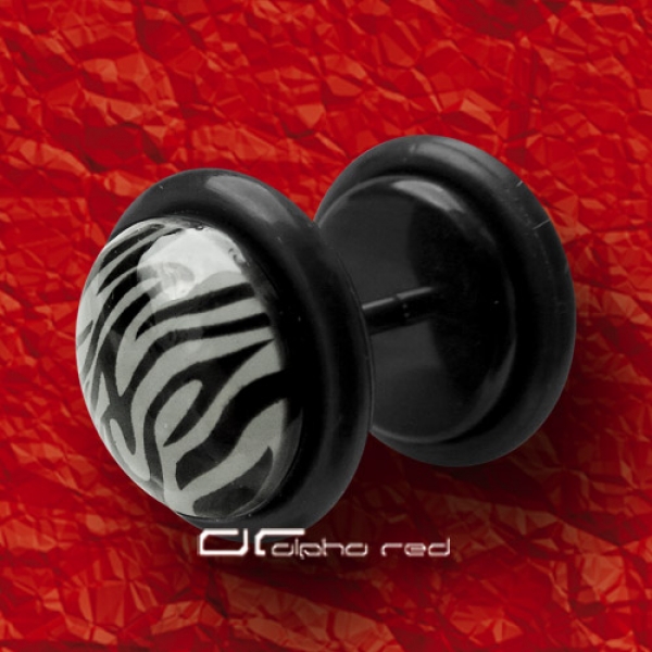 »»» SOLAR FAKE PLUG ZEBRA OHRPIERCING blau 2619