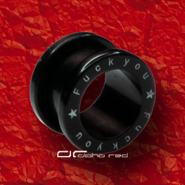 FRECHER ACRYL OHR FLESH TUNNEL SCHWARZ - FUCK YOU - 8 mm 2730