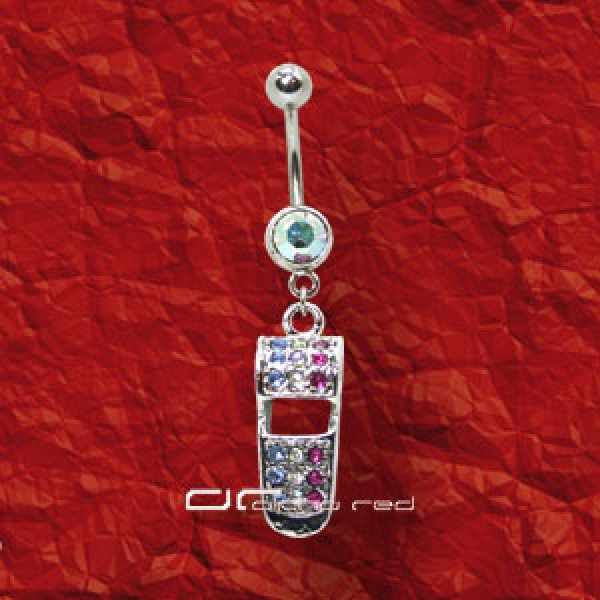 »»» TRILLERPFEIFE BAUCH PIERCING KRISTALL rainbow 4017