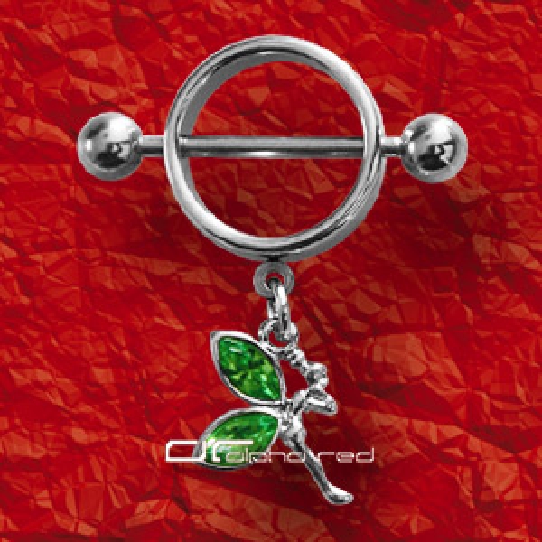 »»» BRUSTPIERCING ELFE NIPPLE ROUNDER Kristall grün 2787