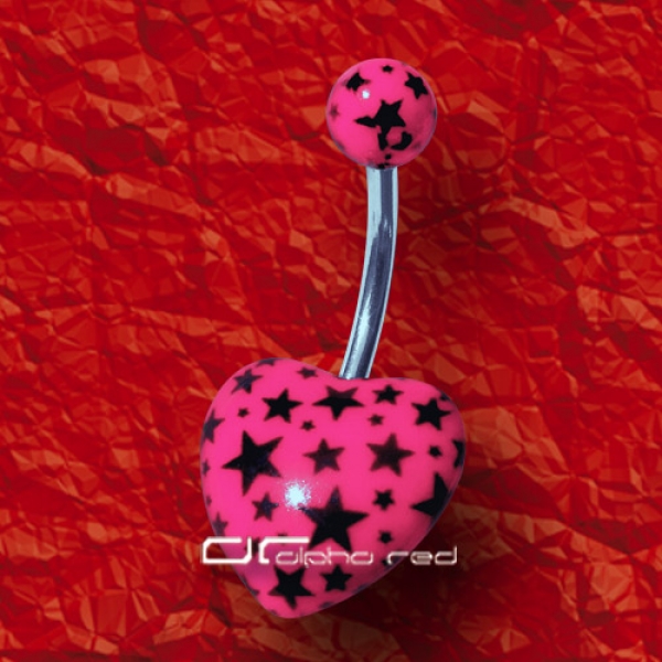 »»» STERNCHEN HERZ BAUCHNABELPIERCING STERNE pink 3225