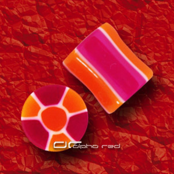 »»» 2 Stk. bunte UV ACRYL SADDLE PLUG OHR PIERCING lila orange 5475