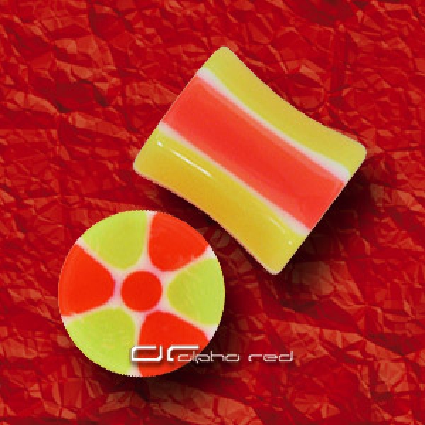 »»» 2 Stk. bunte UV ACRYL SADDLE PLUG OHR PIERCING gelb pink 5476