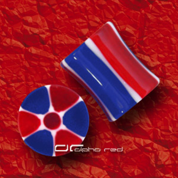 »»» 2 Stk. bunte UV ACRYL SADDLE PLUG OHR PIERCING rot blau 5488