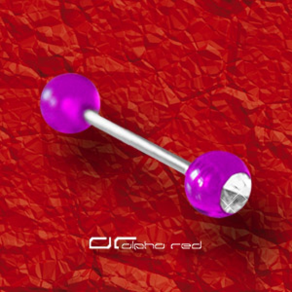 »»» UV ZUNGENPIERCING BARBELL MIT KRISTALL lila 5811