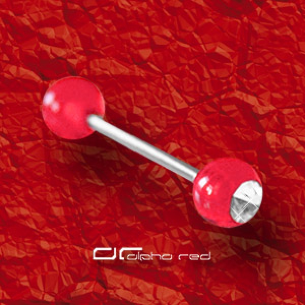 »»» UV ZUNGENPIERCING BARBELL MIT KRISTALL pink 5813