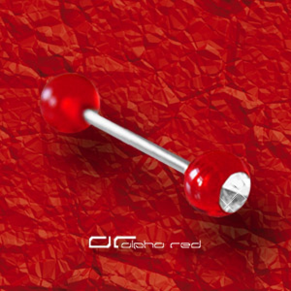 »»» UV ZUNGENPIERCING BARBELL MIT KRISTALL rot 5814