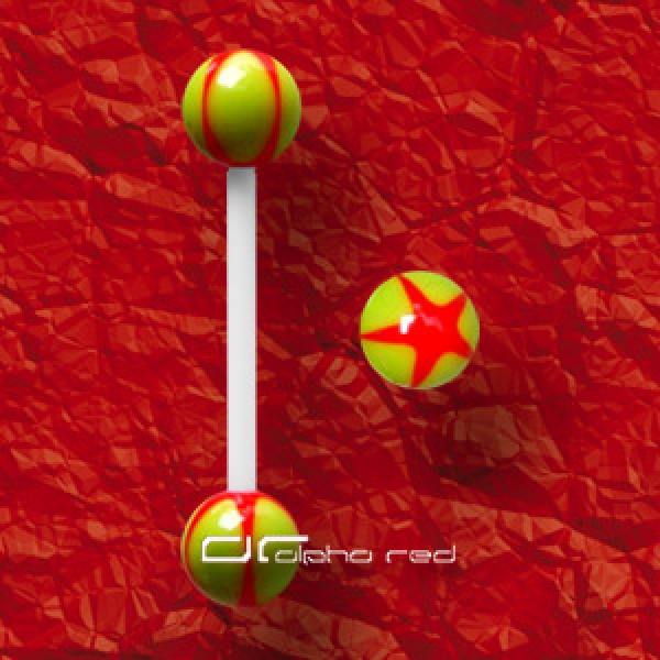 »»» UV STAR FLEXI ZUNGENPIERCING STERN oliv rot 1113