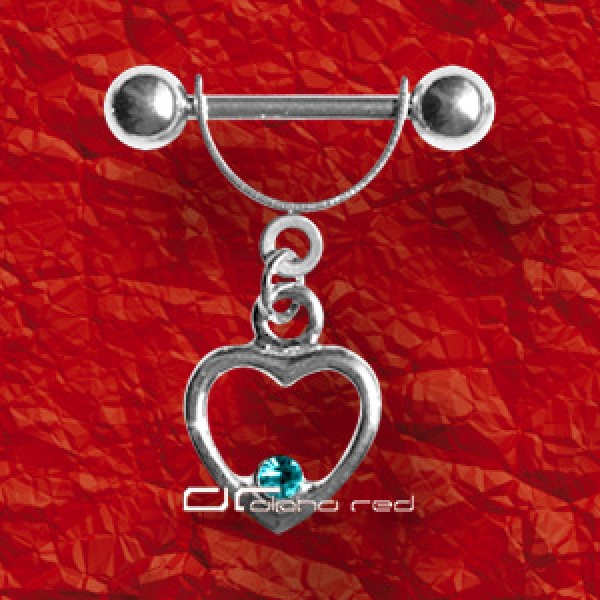»»» HELIX PIERCING SHIELD HERZ MIT KRISTALL türkis 4927