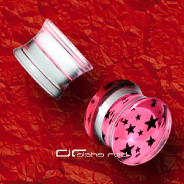 STERN ACRYL PLUG OHR PIERCING 8-12mm rosa 1089
