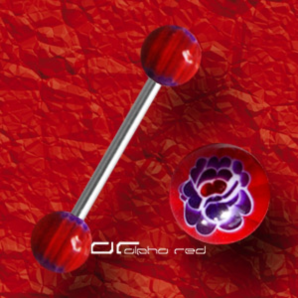 »»» ROSE FLOWER ZUNGENPIERCING rot-lila 1620