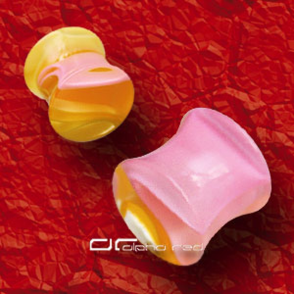 »»» CLEAR MARMOR SADDLE PLUG OHRPIERCING rosa gelb 1891