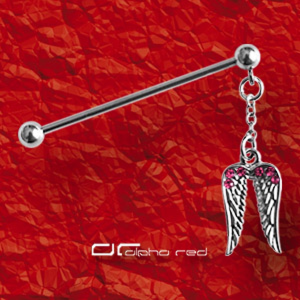 »»» INDUSTRIAL BARBELL FLÜGEL KRISTALL rosa 2440