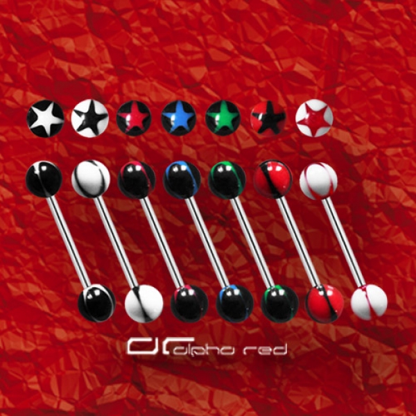 »»» 7er SET UV STAR ZUNGENPIERCING STERN 8287