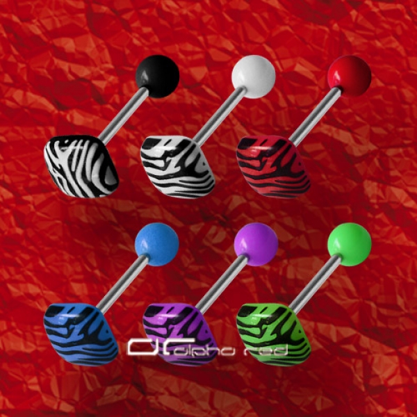 »»» 6er SET ZEBRA SHAPE ZUNGENPIERCING SQUARE 8305