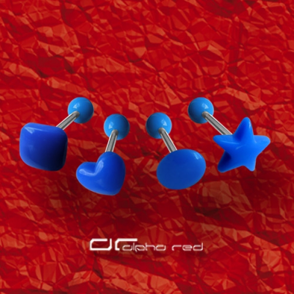 »»» 4er SET COLOUR SHAPE ZUNGENPIERCING blau 8318