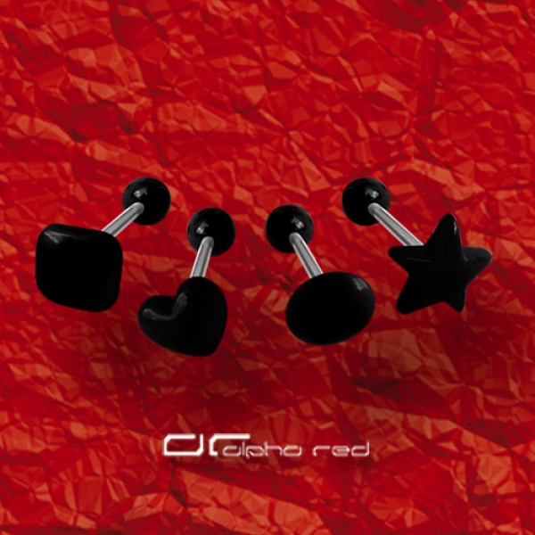 »»» 4er SET COLOUR SHAPE ZUNGENPIERCING schwarz 8323