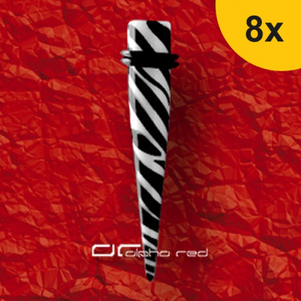 »»» 8er DEHNUNGSSET ZEBRA EXPANDER DEHNUNGSSTAB PIERCING schwarz weiß 2-10 mm 8337