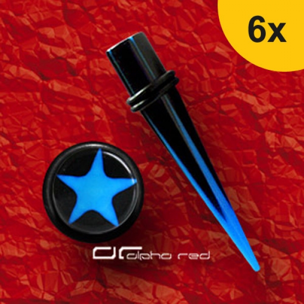 »»» 6er DEHNUNGSSET STERN EXPANDER DEHNUNGSSTAB PIERCING STERN blau 3-10 mm 8338