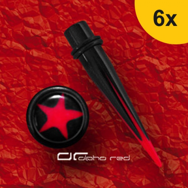 »»» 6er DEHNUNGSSET STERN EXPANDER DEHNUNGSSTAB PIERCING STERN rot 3-10 mm 8341