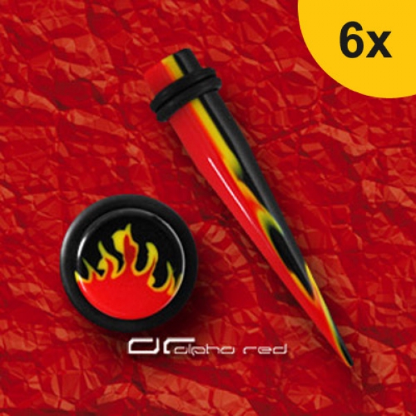 »»» 6er DEHNUNGSSET FLAMMEN EXPANDER DEHNUNGSSTAB PIERCING TAPER 3-10 mm 8342
