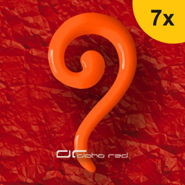 »»» 7er DEHNUNGSSET NEON ACRYL SERPENTINE EXPANDER OHR PIERCING orange 2-8 mm 8432