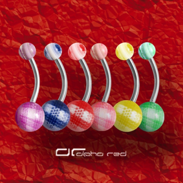 »»» 6er SET KARO PRINT BAUCHNABELPIERCING 8449