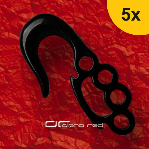 »»» 5er DEHNUNGSSET KNUCKLE-DUSTER ACRYL OHRHÄNGER PIERCING EXPANDER schwarz 3-8 mm 8478