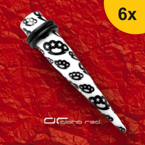 »»» 6er DEHNUNGSSET KNUCKLE-DUSTER EXPANDER OHRPIERCING weiß 3-10 mm 8614