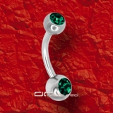 »»» BAUCHNABELPIERCING MINI mit 2x KRISTALL dunkelgrün 2270