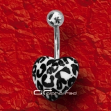 »»» LEOPARD HERZ BAUCHNABELPIERCING schwarz-weiß 2516
