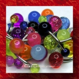 »»» 3er SET BUNTE UV BAUCHNABELPIERCING GLITTERBALL 2656