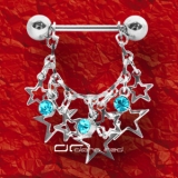 »»» STERN COLLIER ANHÄNGER BRUST NIPPEL PIERCING türkis 4063