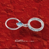 PIERCING Ring 1,2x12 mit ANHÄNGER UMLAUFEND KRISTALL türkis 4089