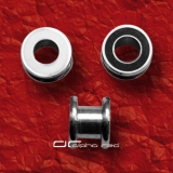 »»» OHR STAHL FLASH TUNNEL mit FARBIGEN RAND weiß 4135