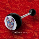 »»» ZUNGENPIERCING MEXICAN SKULL schwarz 3424