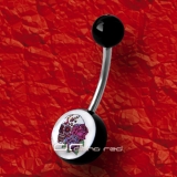 »»» BAUCHNABELPIERCING MEXICAN SKULL schwarz 3435