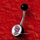 »»» BAUCHNABELPIERCING MEXICAN SKULL schwarz 3436