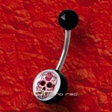 »»» BAUCHNABELPIERCING MEXICAN SKULL schwarz 3438